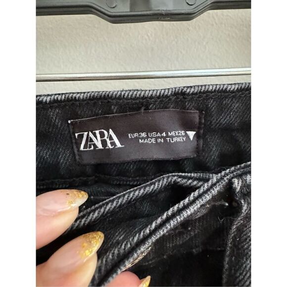 Zara Women The ’90s Cheeky® Jean Straight Fit Cropped Jeans Washed Black Size 4 - Picture 5 of 7